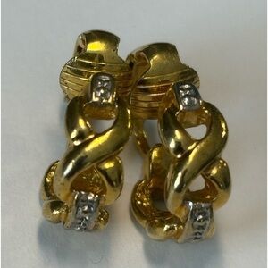 Beautiful gold and stones hugger clip on earrings